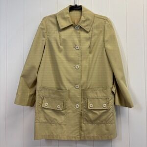 VTG Bonders Womens 60s 70s Hipster Canvas Trench Coat Size M Neutral Minimalist